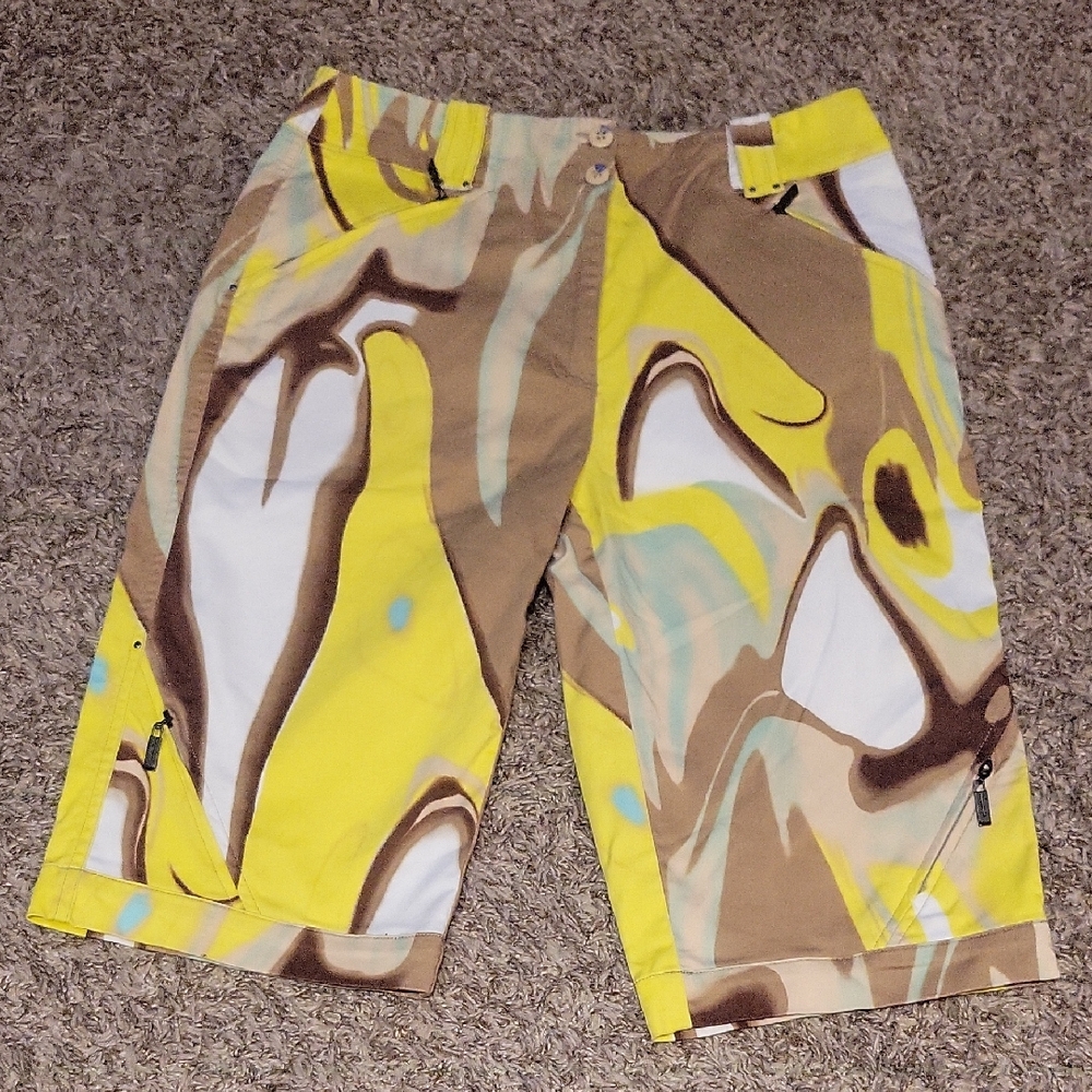 Jamie Sadock Bermuda Short Golf Abstract Yellow Brown Artsy Resort Stretch 6